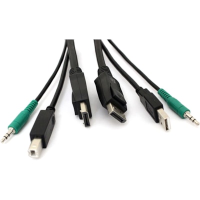 Black Box DisplayPort KVM Cable - USB A-B, 3.5mm Audio, 6-ft. (1.8-m) - 6 ft (1.83 m) DisplayPort/Mini-phone/USB Audio/Video/Data Transfer Cable for Audio/Video Device, KVM Switch - First End: 1 x 20-pin DisplayPort 1.2 Digital Audio/Video - Male, 1 x 4-pin USB 2.0 Type A - Male, 1 x Mini-phone Ster  CABLE  USB A-B  3.5MM AU 