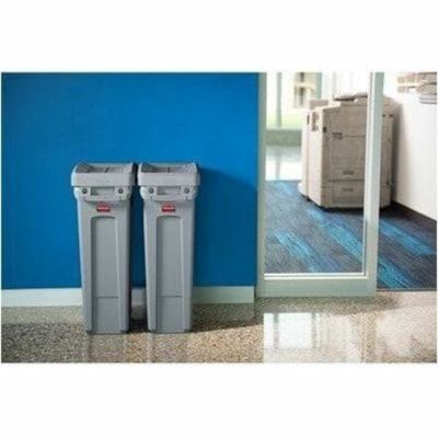 Rubbermaid Commercial Slim Jim Swing Lid Gray - Rectangular - Resin, Plastic - Gray FITS SLIM JIM CONTAINER 