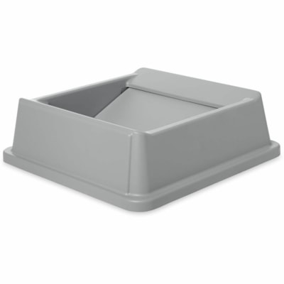 Rubbermaid Commercial - Couvercle de contenant Untouchable - Carré - Polystyrènes chocs (PSC) - Gris - 4 / emballage UTILISER AVEC LE BAC DE 35 35/50 GALLONS