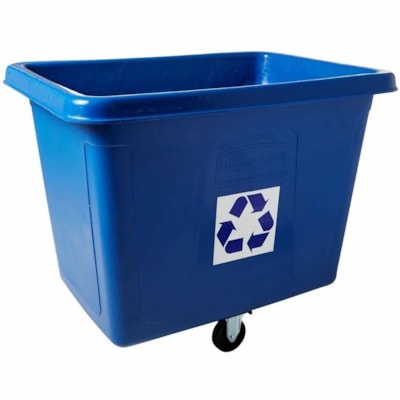 Rubbermaid Commercial - Poubelle - 151,42 L Capacité - Cube - Pour Commercial - À charnière, Roulette, Résistantes - hauteur de 37 po (939,80 mm) x largeur de 43,7 po (1109,98 mm) x profondeur de 31 po (787,40 mm) - Métal, Plastique - Bleu CAPACITÉ DE 500LB  BLEU 43-3/4" X 31" X 37"
