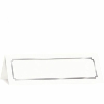 St. James® Overtures Traditional Embossing Tent Cards - 2 3/4" (69.85 mm) x 8 1/2" (215.90 mm) - 65 lb (29483.50 g) Basis Weight - 174 g/m² Grammage - Green Seal - Printable, Micro Perforated, Foldable - White, Silver - 25 Sheets - 50 Pack  ST. JAMES OVERTURES  50PK 10%PCW  FSC