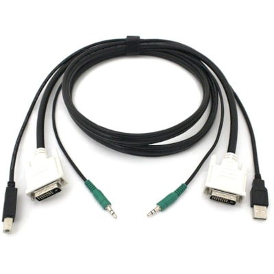 Black Box DVI KVM Cable - USB A-B, 3.5mm Audio, 10-ft. (3.0-m) - 10 ft (3.05 m) KVM Cable for KVM Switch - First End: 1 x 25-pin DVI-D Digital Video - Male, 1 x Mini-phone Audio - Male, 1 x 4-pin USB 2.0 Type A - Male - Second End: 1 x 25-pin DVI-D Digital Video - Male, 1 x Mini-phone Audio - Male,  USB 1 DualLink DVI 1 Audio 10F T