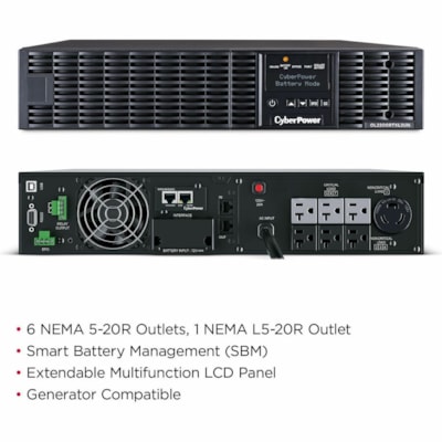 CyberPower Onduleur On-Line à Double Conversion Smart App OL2200RTXL2UN - 2U Rack/Tour - 4 Heure Rechargeable - 8 Minute(s) Veille - 120 V AC, 230 V AC Entrée - 125 V AC, 100 V AC, 110 V AC, 115 V AC, 120 V AC Sortie - 1 x NEMA L5-20R, 6 x NEMA 5-20R - Port série - USB - LCD Affic  - Rack/Tower - Online Double Conversion - Output/