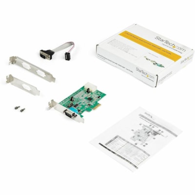 StarTech.com 2-port PCI Express RS232 Serial Adapter Card - PCIe Serial DB9 Controller Card 16950 UART - Low Profile - Windows and Linux - 2-port PCI Express RS232 serial controller card w/16950 UART/ASIX AX99100 - Bi-directional speeds 921.6Kbps/port | 256 byte FIFO | 9th data bit - Pin 9 pwr out 5 l controller card w/16950 UART /ASIX AX99100 - Bi-d