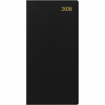 Letts 2026 Signature 12-Month Weekly/Monthly Pocket Planner - January to December - 6-5/8" x 3-1/4" - Black - English - Pocket - Julian Dates - Weekly, Monthly, Yearly - 12 Month - January 2026 to December 2026 - 1 Week Double Page Layout - 3 1/4" (82.55 mm) x 6 5/8" (168.28 mm) Sheet Size - Black -  