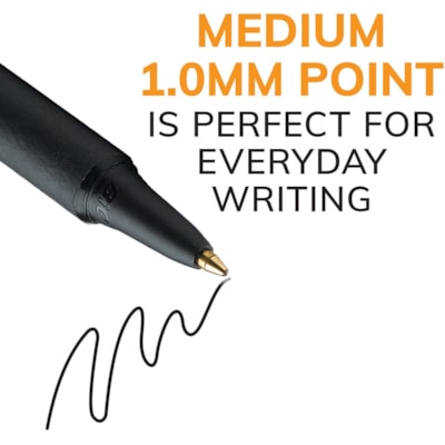 BIC Soft Feel Black Retractable Ballpoint Pens, Medium Point (1.0mm), 12-Count Pack, Black Pens With Soft-Touch Comfort Grip - 1 mm (0.04") Medium Pen Point - Retractable - Black Ink - 12 / Box BIC DISPOSABLE SOFT FEEL 