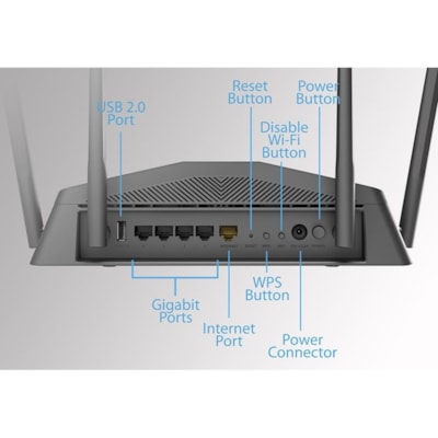 D-Link DIR-2640 Wi-Fi 5 IEEE 802.11ac Ethernet Wireless Router - 2.40 GHz ISM Band - 5 GHz UNII Band - 4 x Antenna(4 x External) - 325 MB/s Wireless Speed - 4 x Network Port - 1 x Broadband Port - USB - Gigabit Ethernet - VPN Supported - Desktop bit Router 