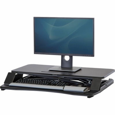 Fellowes Corsivo Sit-Stand Workstation - 4.50" (114.30 mm) Height x 31.50" (800.10 mm) Width x 24.13" (612.90 mm) Depth - Black nd Workstation 