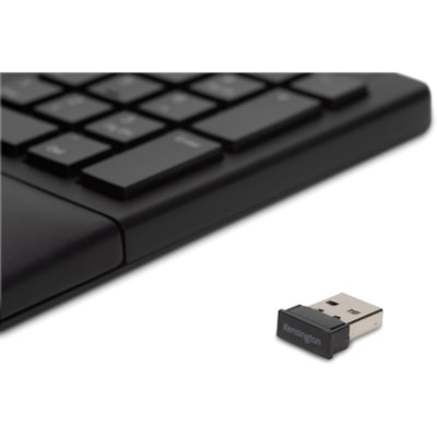 Kensington Pro Fit Ergo Wireless Keyboard-Black - Wireless Connectivity - Bluetooth/RF - 2.40 GHz - USB Interface - Black  WRLS 