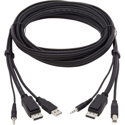 Tripp Lite series KVM Cable - 10 ft (3.05 m) KVM Cable for KVM Switch, Computer - First End: 1 x Mini-phone Audio - Male, 1 x DisplayPort 1.2 Digital Audio/Video - Male, 1 x USB 2.0 Type A - Male - Second End: 1 x Mini-phone Audio - Male, 1 x DisplayPort 1.2 Digital Audio/Video - Male, 1 x USB 2.0 T KVM Cable Kit  3 in 1 - 4K Dis playPort  USB  3.5 m