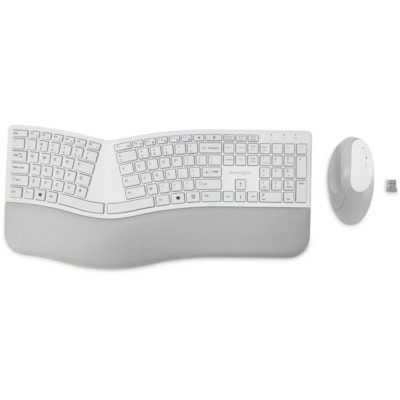 Kensington Pro Fit Ergo Wireless Keyboard and Mouse-Gray - USB Wireless Bluetooth/RF 4.0 Keyboard - Gray - USB Wireless Bluetooth/RF Mouse - Gray - Compatible with PC, Mac - Retail YBD AND MSE 