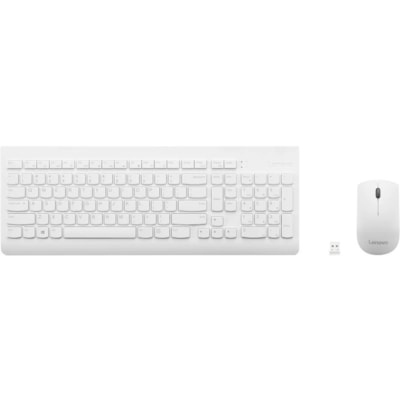 Lenovo 510 Wireless Combo Keyboard & Mouse (White) - US English (103P) - USB Wireless RF - English (US) - White - USB Wireless RF Mouse - Optical - 1200 dpi - Scroll Wheel - White - Symmetrical - AA - Compatible with Windows - Retail ite 