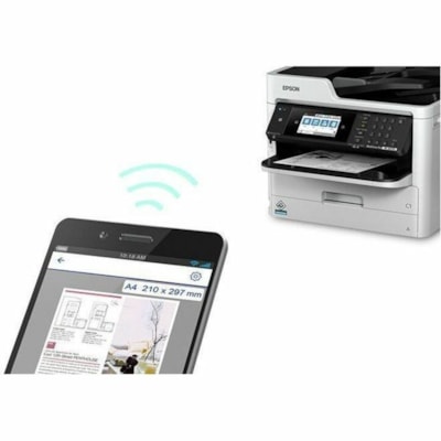 Epson WorkForce Pro WF-M5799 Wireless Inkjet Multifunction Printer - Monochrome - Copier/Fax/Printer/Scanner - 4800 x 1200 dpi Print - Automatic Duplex Print - Up to 45000 Pages Monthly - Color Flatbed Scanner - 1200 dpi Optical Scan - Monochrome Fax - Gigabit Ethernet - Wireless LAN - Wi-Fi Direct,  PRNT 