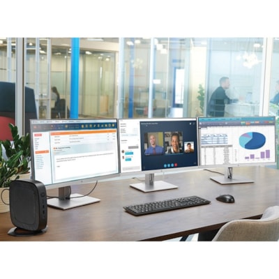 HP t640 Thin Client Ryzen R1505G Dual-core (2 Core) 2.40 GHz  - 4 GB RAM DDR4 SDRAM - 16 GB Flash Radeon Vega 3 Graphics - Gigabit Ethernet - HP ThinPro - IEEE 802.11ac - DisplayPort - VGA - Network (RJ-45) - 7 Total USB Port(s) - 2 USB 2.0 Port(s) - USB Type-C - 45 W  