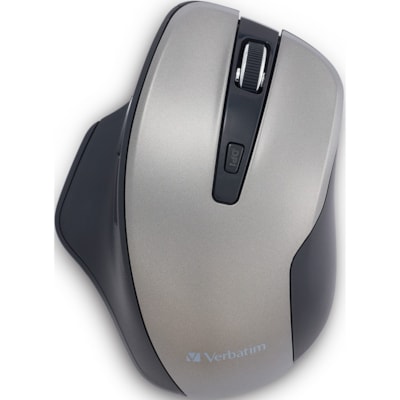 Verbatim - Souris silencieuse sans fil ergonomique à DEL, graphite - LED bleue/optique - Sans fil - Fréquence radio - 2,40 GHz - Graphite - USB - 1600 dpi - 6 Bouton(s) - 1 chaque GRAPHITE 