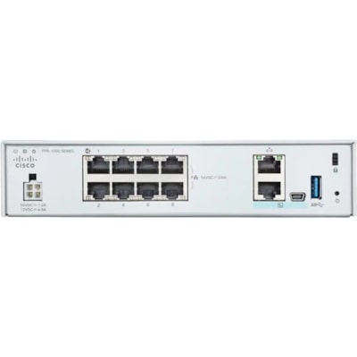 Cisco Firepower 1010 Security Appliance - 8 Port - 10/100/1000Base-T - Gigabit Ethernet - 6 x RJ-45 - Desktop, Rack-mountable  