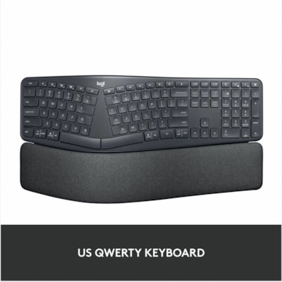 Logitech ERGO K860 Split Ergonomic Keyboard - Wireless Connectivity - Bluetooth/RF - 32.81 ft (10000 mm) - 2.40 GHz - USB Interface - Windows, Mac OS - AAA Battery Size Supported - Black ERGO WIRELESS KEYBOARD BLACK 