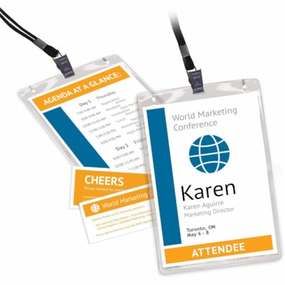 Avery® - NAME BADGE VERT 2SD+TCK 6x4.25 - Plastique PVC - Blanc - 75 / boîte LASER/JET D'ENCRE  4PO X 6PO 75 BADGES/BOX