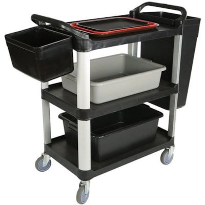 Globe Utility Cart Small Black - 200 lb (90718.47 g) Capacity - 33" (838.20 mm) Length x 17" (431.80 mm) Width x 37" (939.80 mm) Height - Black - 1 Each ACCOMODATES UP TO 200LBS 