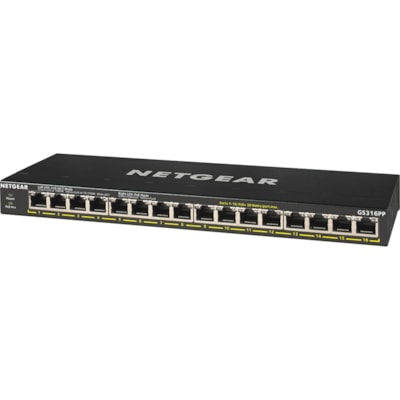Netgear GS316PP Ethernet Switch - 16 Ports - 2 Layer Supported - Twisted Pair - Desktop, Wall Mountable, Rack-mountable - 3 YearLifetime Limited Warranty  PERP 