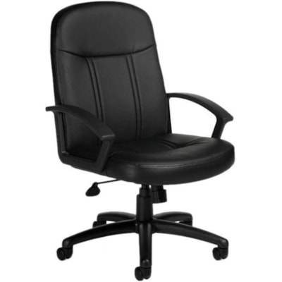 Offices To Go - Chair OTG11616B - Seat Color Noir - Luxhide, Tissu Seat Material - Back Color Noir - Luxhide, Tissu Back Material - Dossier haut - 5 branches, Arqué Base - Noir - Luxhide, Cuir - Accoudoir - 1 chaque  