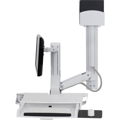 Ergotron StyleView Wall Mount for Keyboard, Monitor, Bar Code Scanner, Mouse, CPU, Wrist Rest, LCD Display - White - Height Adjustable - 24" Screen Support - 32 lb (14514.96 g) Load Capacity - 75 x 75, 100 x 100 - VESA Mount Compatible - Aluminum, Plastic FACE  PRE-CONFIGURATION  SMALL  CPU HOLDER  INCLUDE