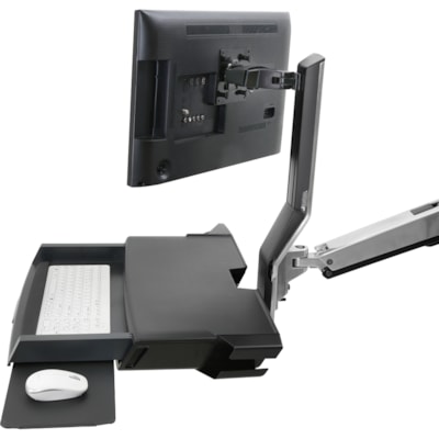 Ergotron StyleView Wall Mount for Monitor, Keyboard, Bar Code Scanner, CPU, Mouse, Wrist Rest - Polished Aluminum - 1 Display(s) Supported - 24" Screen Support - 31.97 lb (14500 g) Load Capacity - 75 x 75, 100 x 100 - Aluminum, Plastic FACE  PRE-CONFIGURATION  MEDIU M CPU HOLDER  INCLUD