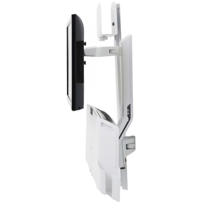 Ergotron StyleView Wall Mount for Monitor, Keyboard, Bar Code Scanner, CPU, Mouse - White - 1 Display(s) Supported - 24" Screen Support - 31.97 lb (14500 g) Load Capacity - 75 x 75, 100 x 100 - Aluminum, Plastic ce & Pan  Medium CPU Holder (w hite) - Work sitting