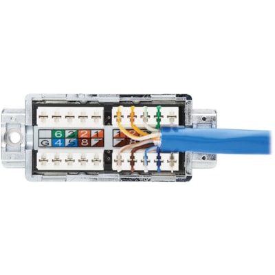 Tripp Lite series Cat6a Junction Box Cable Assembly, 18 in., Blue - 1.5 ft (0.46 m) Category 6a Network Cable for Network Device, Surveillance Camera, Wallplate, Access Point - First End: 1 x RJ-45 Network - Male - Second End: 1 x 110 Punchdown Block - 10 Gbit/s - Patch Cable - Shielding - Gold Plat bly - Surface Mount  Shielded  PoE+  RJ45/110 Punc