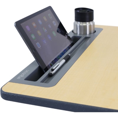 Ergotron Mobile Desk - Maple Top - 15 lb (6.80 kg) Capacity - 27" (685.80 mm) Table Top Width x 20.5" (520.70 mm) Table Top Depth - Assembly Required APLE 