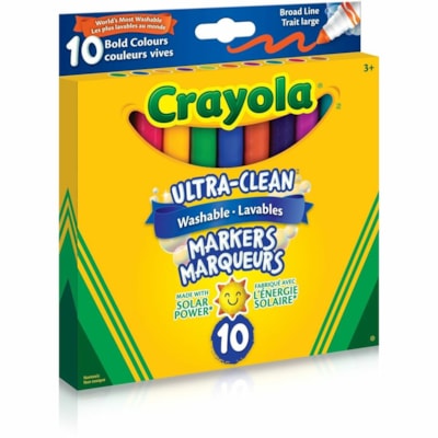 Crayola Ultra-Clean Art Marker - Wide, Fine Marker Point - Assorted Ink - Assorted Barrel - 10 / Pack BROAD LINE MARKER 