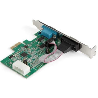 StarTech.com 2-port PCI Express RS232 Serial Adapter Card - PCIe to Dual Serial DB9 RS-232 Controller - 16950 UART - Windows and Linux - 2-port PCI Express RS232 serial controller card 16950 UART/ASIX AX99100 - Bi-directional speeds 921.6Kbps/port | 256 byte FIFO | 9th data bit - Pin 9 pwr out 5v/12  CTLR 