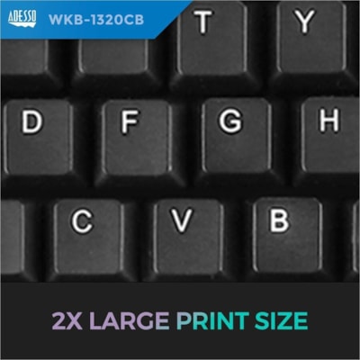 Adesso WKB-1320CB Antimicrobial Wireless Desktop Keyboard and Mouse - USB Membrane Wireless RF 2.40 GHz Keyboard - 104 Key - English (US) - Black - USB Wireless RF Mouse - Optical - 1200 dpi - Scroll Wheel - Black - Media Player, Volume Down, Volume Up, Mute, Play/Pause, Previous Track, Next Track,  p keyboard & mouse combo 