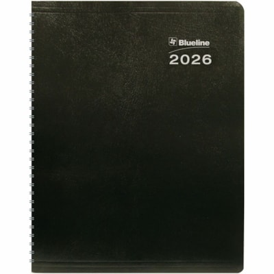 Blueline 2026 DuraGlobe 14-Month Monthly Planner - December to January - 8-7/8" x 7-1/8" - Black - Bilingual - Monthly - 14 Month - December 2025 to January 2027 - 7:00 AM to 6:00 PM - Hourly - 1 Month Double Page Layout - 7 1/8" (180.98 mm) x 8 7/8" (225.43 mm) Sheet Size - Twin Wire - Black - Pape  