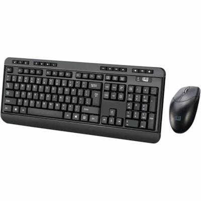 Adesso Antimicrobial Wireless Desktop Keyboard and Mouse - USB Membrane Wireless RF 2.40 GHz Keyboard - French - USB Wireless RF Mouse - Optical - 1200 dpi - Scroll Wheel - Media Player, Volume Down, Volume Up, Mute, Play/Pause, Previous Track, Next Track, Stop, My Computer, Search, Calculator, ...  keyboard & mouse combo French Canadian
