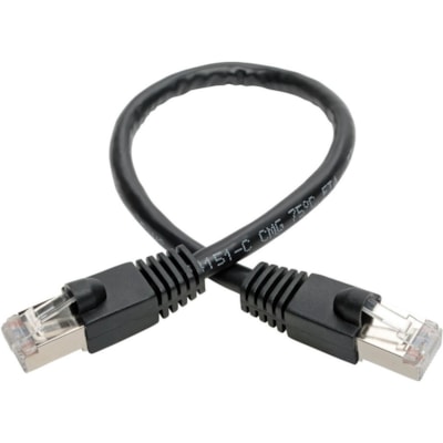 Tripp Lite series Cat.6a STP Patch Network Cable - 6" (152.40 mm) Category 6a Network Cable for Network Device, Switch, Hub, Patch Panel, Router, Modem, VoIP Device, Surveillance Camera, Server, PoE-enabled Device - First End: 1 x RJ-45 Network - Male - Second End: 1 x RJ-45 Network - Male - 10 Gbit nagless Shielded PoE MM Black 6in
