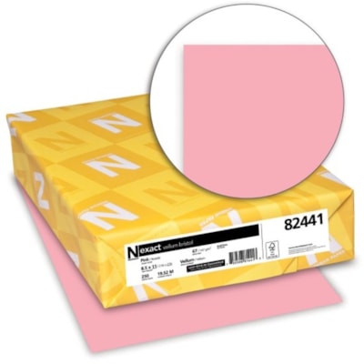 Neenah Printable Multipurpose Card Stock - Letter - 8 1/2" (215.90 mm) x 11" (279.40 mm) - 67 lb (30390.69 g) Basis Weight - Acid-free, Eco-friendly, Fade Resistant, Non-yellowing - Pink - 250 Ream EXACT VELLUM BRISTOL FSC CERT. 250/PK 30% PCW