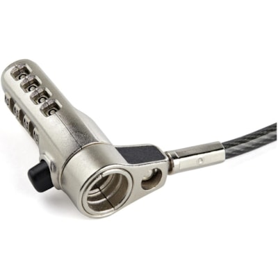 StarTech.com 6.5' (2m) 3-in-1 Universal Laptop Cable Lock - 4-Digit Combination Security Lock for K-Slot, Nano & Wedge Slot Desktop/Laptop - 6.5ft Universal combination laptop cable lock w/ 4-digit resettable code | Interchangeable lock tips for Kensington style K-Slot/Nano & Noble Wedge Slot - For   KIT 