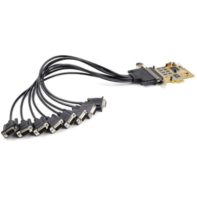 StarTech.com 8-Port PCI Express RS232 Serial Adapter Card, PCIe to DB9 RS232 Controller Card, 16C1050 UART, 15kV ESD, Windows Only, TAA - 8-Port PCI Express RS232 serial adapter card 16C1050 UART 15kV ESD - Bi-directional speed 921.6Kbps/port; 256byte FIFO - Expansion controller card; Pin 9 power 5v 2CTLR 