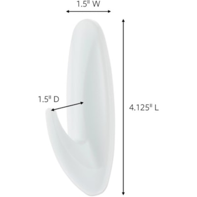 Command Large Designer Hooks, 4-1/8"H x 1-1/2"W x 1-1/2"D, White, Pack Of 16 Hooks - 16 Large Hook - 5 lb (2267.96 g) Capacity - 4.13" (104.78 mm) Height x 0.59" (15 mm) Width - for Coat, Painted Surface, Smooth Surface, Tile, Glass, Metal, Wood, Jacket, Banner, Accessories, Backpack, ... - Plastic  17083-S16NA LARGE HOOKS