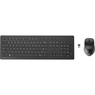 HP Wireless Rechargeable 950MK Mouse And Keyboard - USB Type A Wireless RF - Black - USB Type A Wireless RF Mouse - Scroll Wheel - Black - Symmetrical - Compatible with Notebook for Windows  