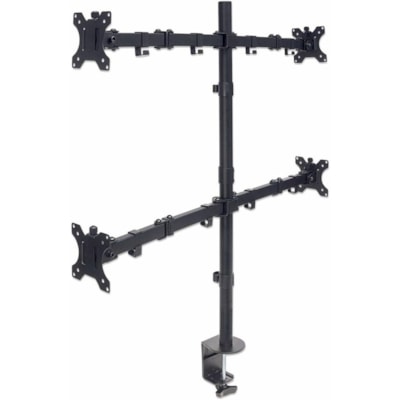 Manhattan 461566 Desk Mount for Monitor, LCD Monitor - Black - Height Adjustable - 4 Display(s) Supported - 13" to 32" Screen Support - 70.55 lb (32000 g) Load Capacity - 75 x 75, 100 x 100 - VESA Mount Compatible - Die-cast Metal, Steel or Mount with Double-Link Swin g Arms Holds Four 13