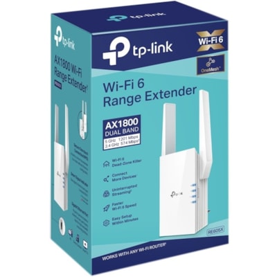 TP-Link RE605X 802.11ax 1.76 Gbit/s Wireless Range Extender - 2.40 GHz, 5 GHz - 2 x External Antenna(s) - MIMO Technology - 1 x Network (RJ-45) - Gigabit Ethernet - 10 W - 1  