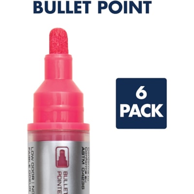 Quartet Whiteboard Paint Markers - Bullet Marker Point - White, Teal, Pink, Yellow, Green Ink - Liquid - Gray Barrel - 6 / Pack BULLET POINT ASSORTED 6-PACK