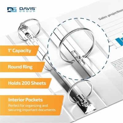 QuickFit Ring Binder - 1" (25.40 mm) Binder Capacity - Letter - 8 1/2" (215.90 mm) x 11" (279.40 mm) Sheet Size - 200 Sheet Capacity - 3 Ring(s) - Fastener(s): Round Ring - Pocket(s): 2, Internal - Polypropylene - White - Recycled - PVC-free, Ink-transfer Resistant, Locking Ring, Antimicrobial - 1 ROUND RING - LANDSCAPE - BINDS 8.5" SIDE OF LETTER SIZE PAPER