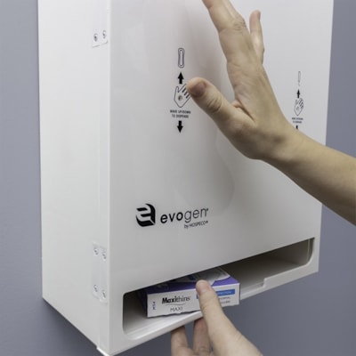 Hospeco Evogen EV3 No-Touch Menstrual Care Dual Vendor (EVNT3) - White - Acrylonitrile Butadiene Styrene (ABS) - 1 Each EVOGEN  WHITE  PADS/TAMPON 