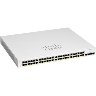 Cisco Business CBS220-48P-4G Ethernet Switch - 48 Ports - Manageable - Gigabit Ethernet - 10/100/1000Base-T, 1000Base-X - 2 Layer Supported - Modular - 4 SFP Slots - 53 W Power Consumption - 382 W PoE Budget - Optical Fiber, Twisted Pair - PoE Ports - Rack-mountable - 3 Year Limited Warranty 1G SFP 