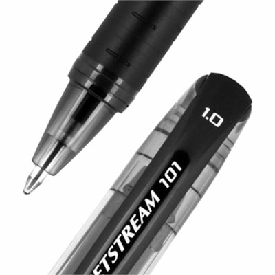 uniball¿ Jetstream 101 Ballpoint Pen - 1 mm (0.04") Medium Pen Point - Black Ink - Gel-based - Black Barrel - 1 Each 1.0MM UNI-SUPER INK
