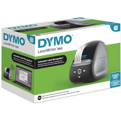 Dymo LabelWriter 550 Direct Thermal Printer - Monochrome - Label Print - USB - USB Host - Black - 2.20" (56 mm) Print Width - 1 lps Mono - 300 dpi - 2" (50.80 mm) Width - For PC, Mac  