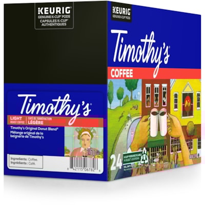 Timothy's K-Cup Original Donut Blend Coffee - Compatible with Keurig K-Cup Brewer - Light - Per Pod - K-Cup - 24 / Box LIGHT ROAST 